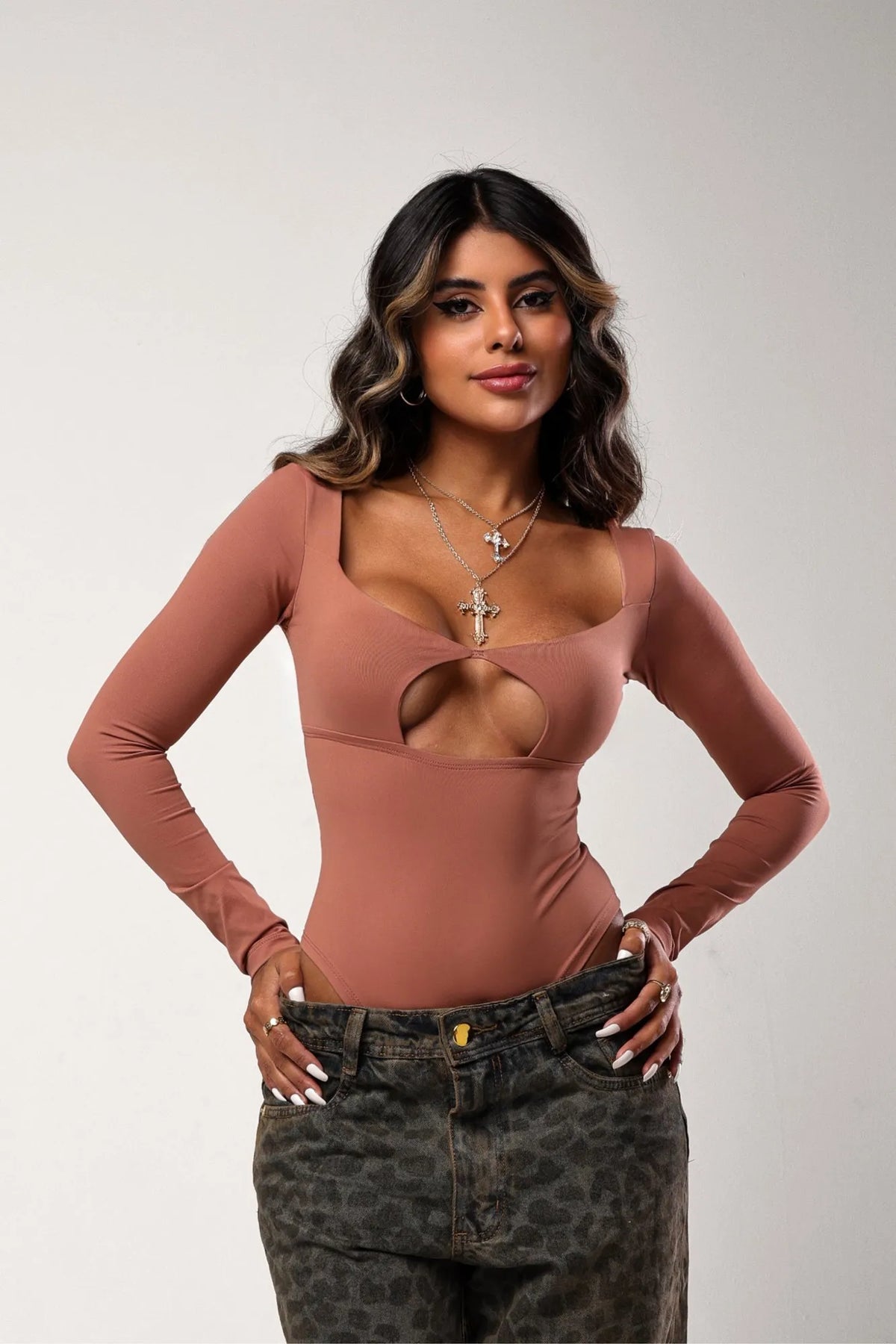 Body Mel Poliamida Marrom