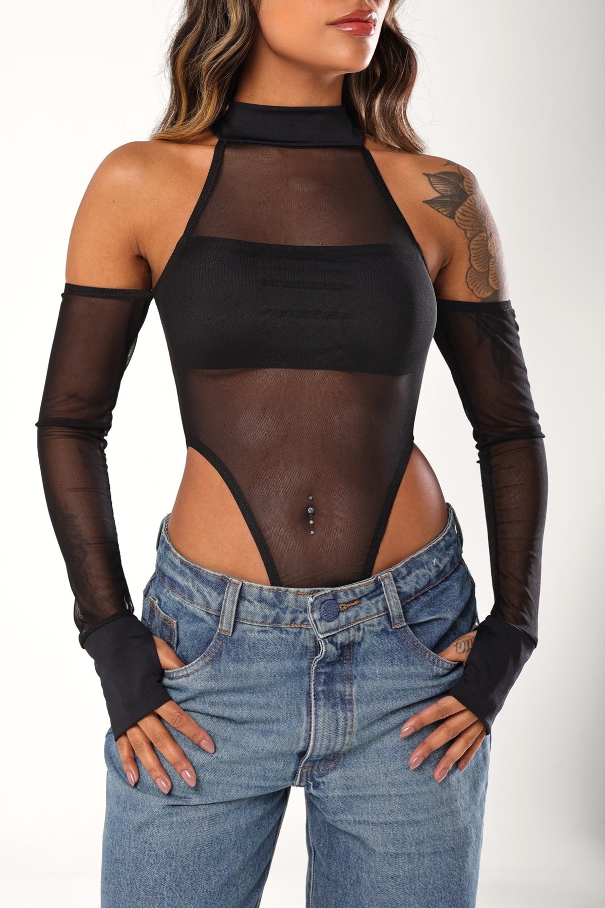 Body Patrícia Tule Premium Preto